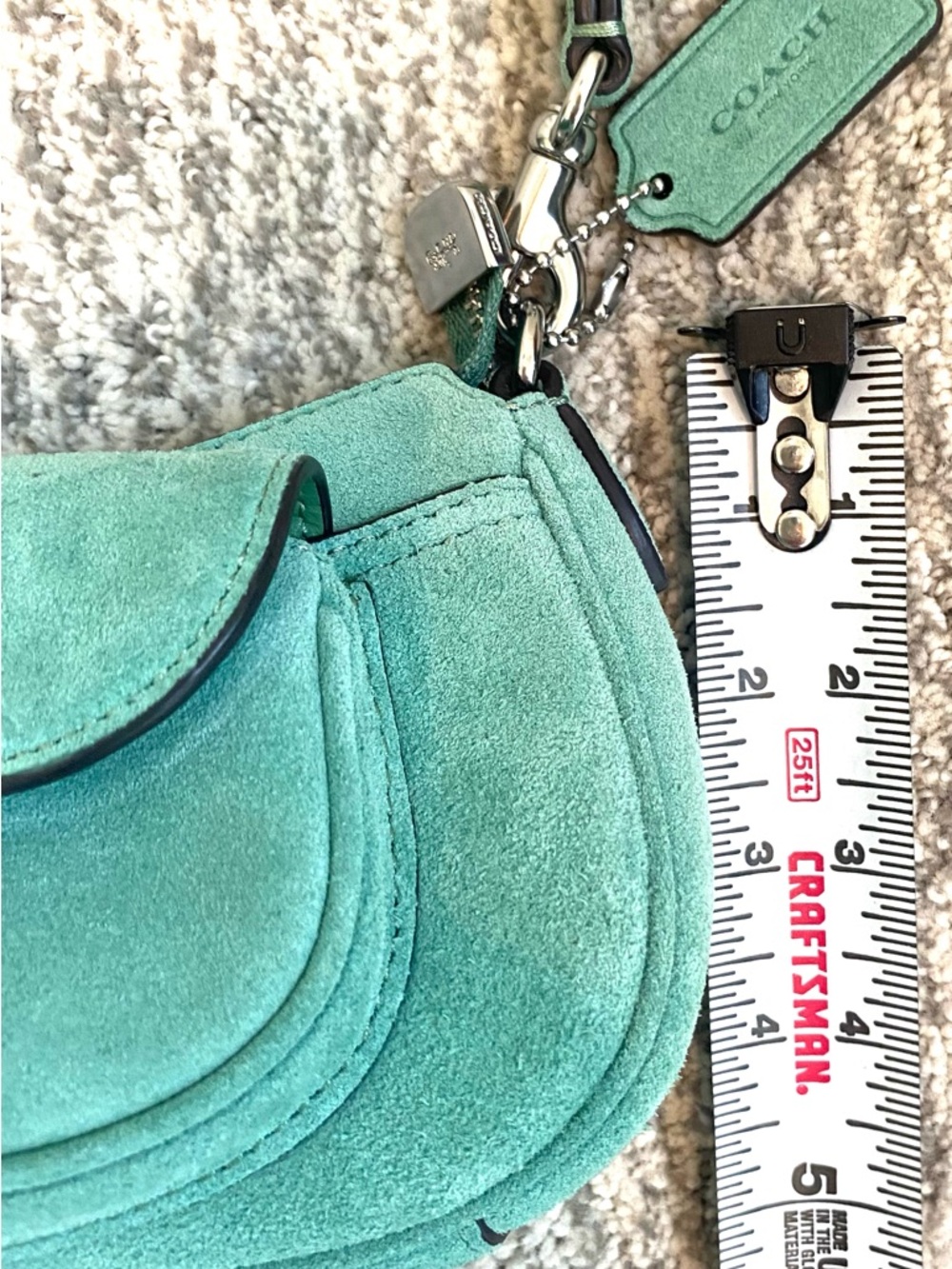 Coach Suede Soho Mini Shoulder Bag Baguette Leather Trim + Crossbody CDB12 Style - Picture 14 of 16
